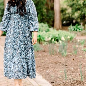 Pink Blush Floral Smocked Maxi Dress